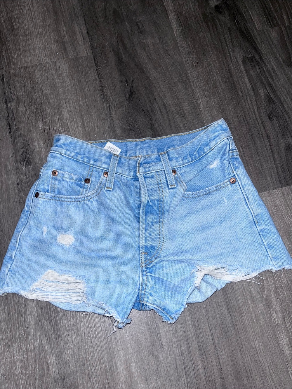 Levi's Light Blue Distressed Denim Cutoff Shorts
